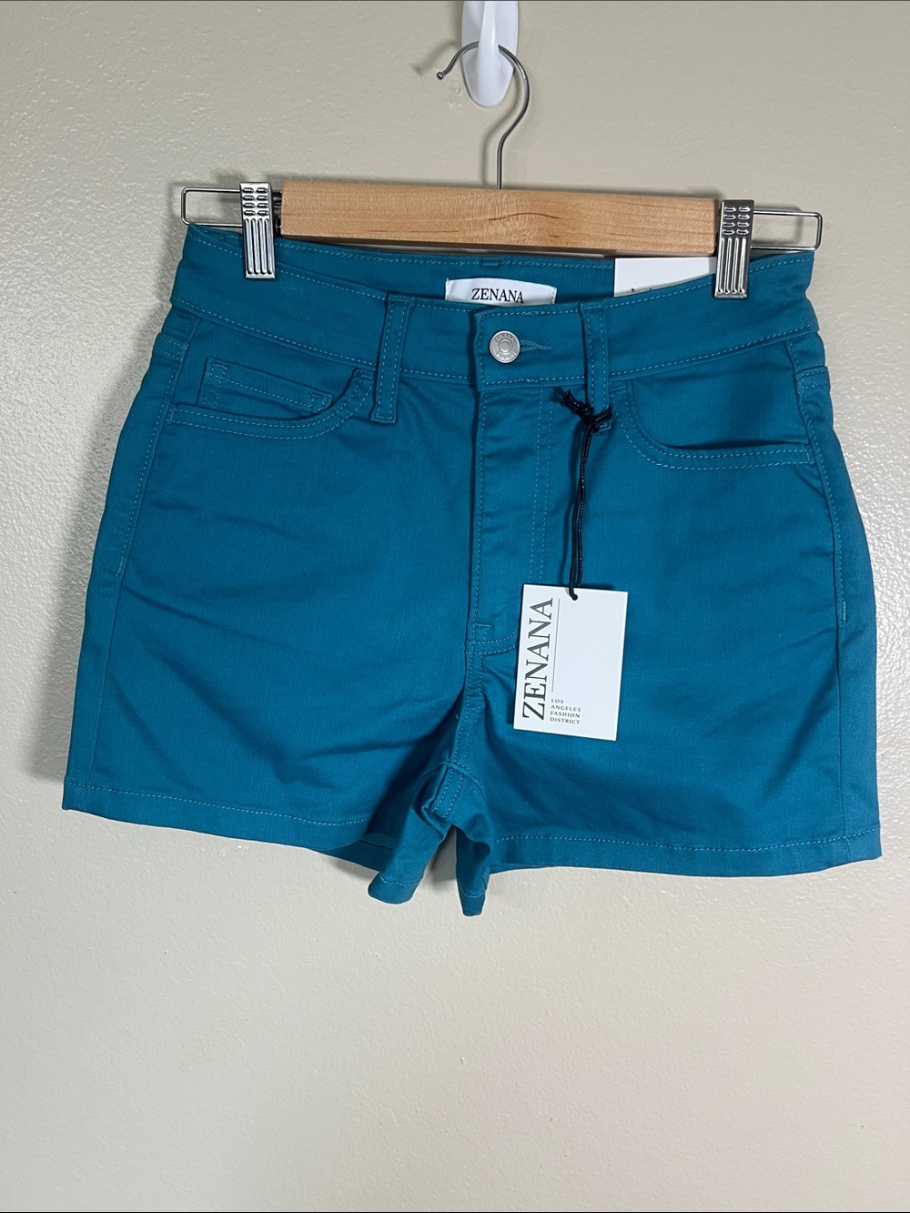 Zenana Outfitters Teal High-Rise Casual Cotton Shorts